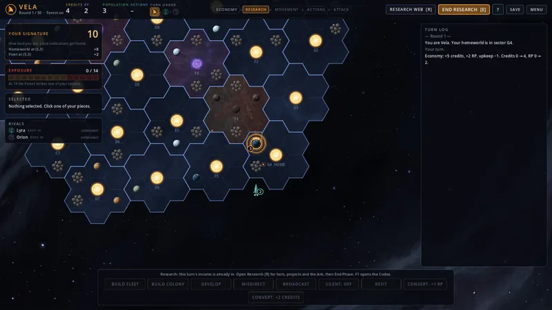 Screenshot of the game board.